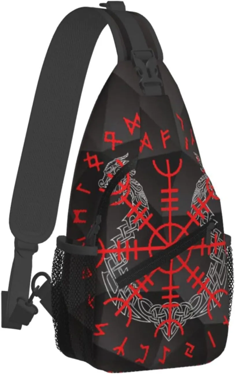 Viking Helm Of Awe Small Crossbody Backpack Sling Bag For Men Women Mini One Shoulder Chest Bags Gym Sport Travel Hiking Daypack