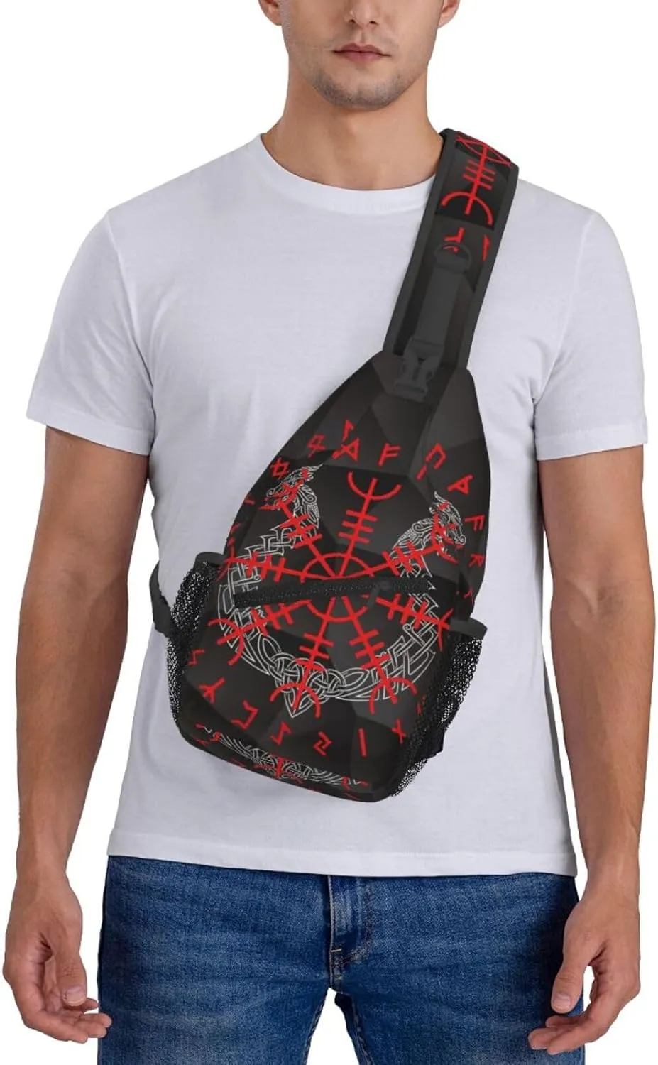 Viking Helm Of Awe Small Crossbody Backpack Sling Bag For Men Women Mini One Shoulder Chest Bags Gym Sport Travel Hiking Daypack