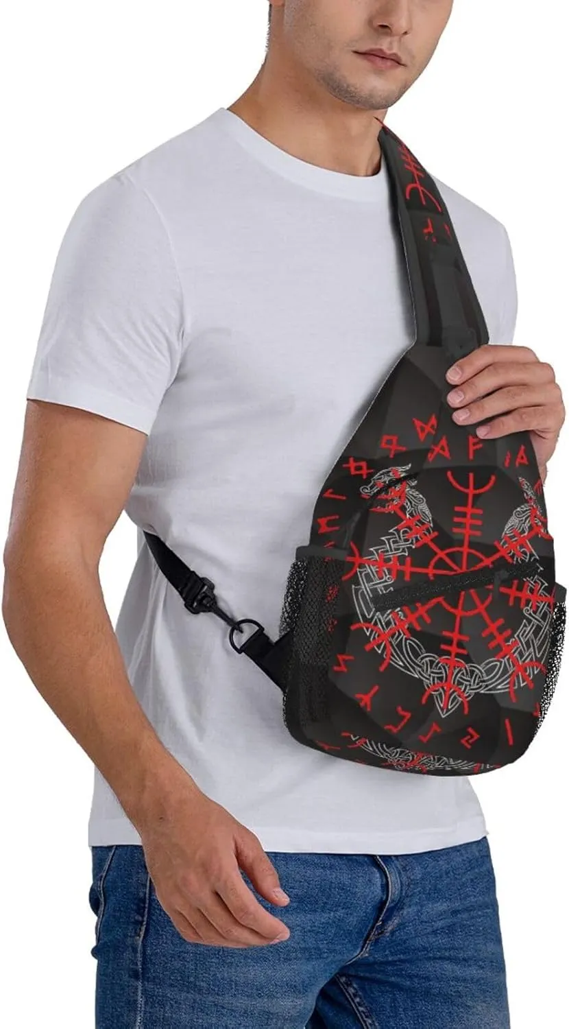 Viking Helm Of Awe Small Crossbody Backpack Sling Bag For Men Women Mini One Shoulder Chest Bags Gym Sport Travel Hiking Daypack
