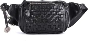 Vilenca Holland Stylish Real Leather Waist Bag Elegant Style Travel Pouch With Dust Bag, Black, 20 x 13 x 6, Fit