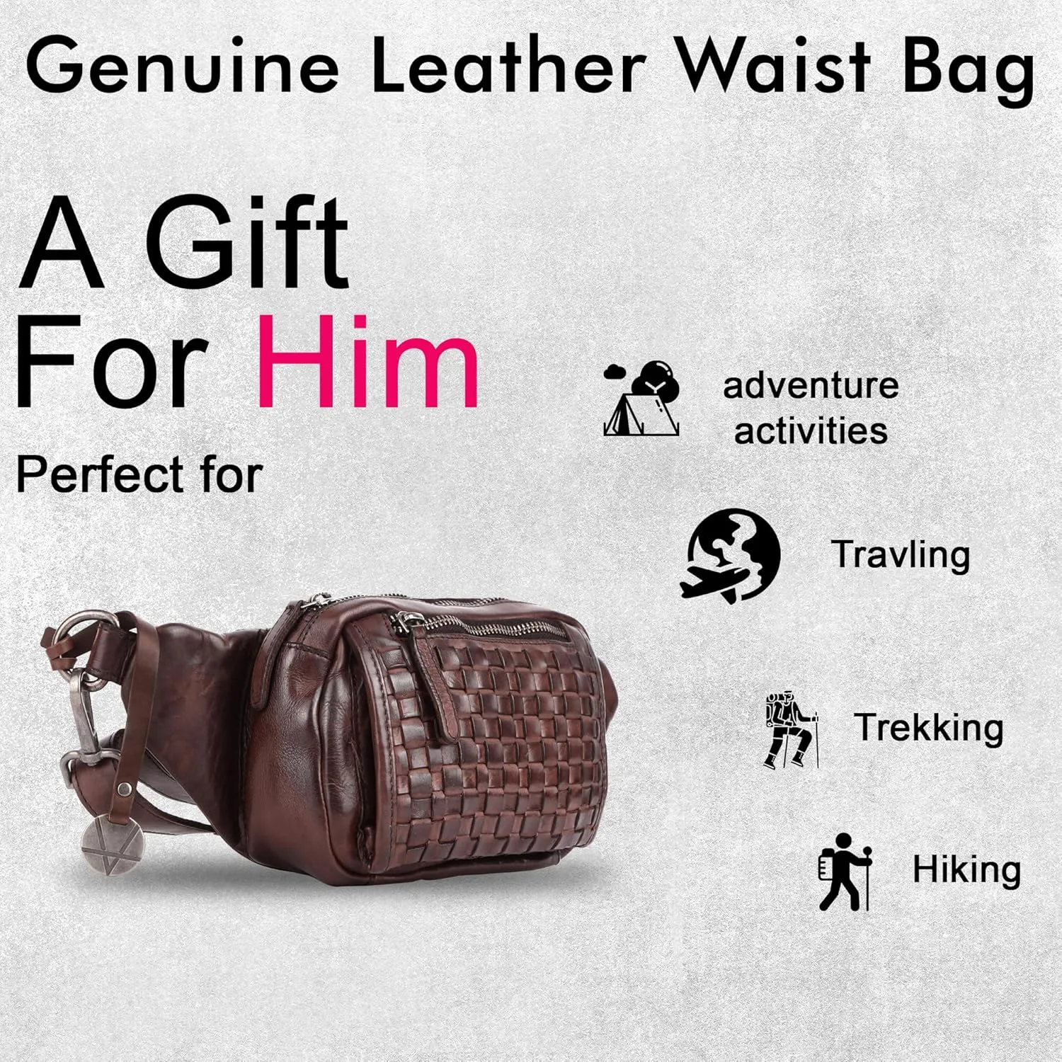 Vilenca Holland Stylish Real Leather Waist Bag Elegant Style Travel Pouch With Dust Bag, Brown, 20 x 13 x 6, Fit