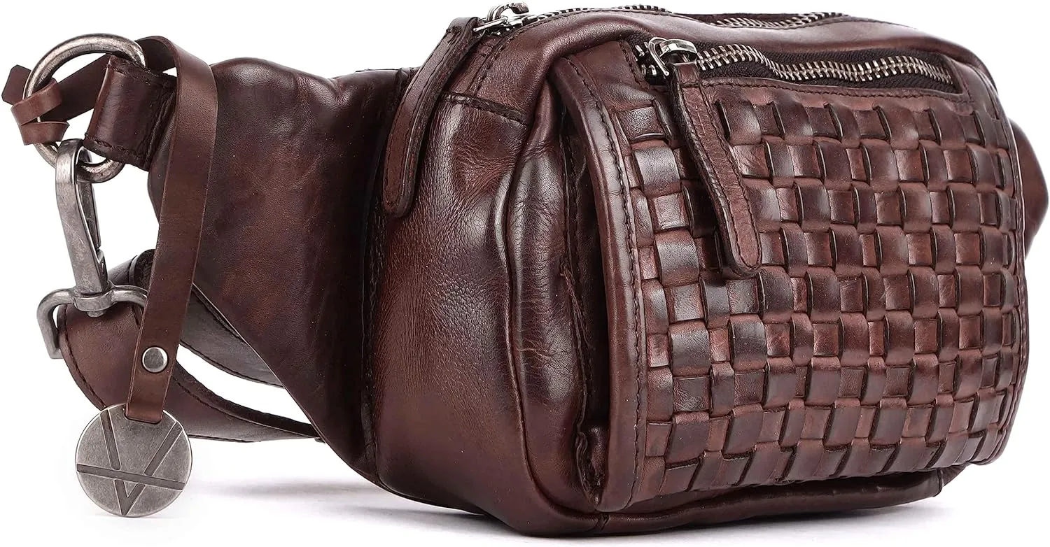 Vilenca Holland Stylish Real Leather Waist Bag Elegant Style Travel Pouch With Dust Bag, Brown, 20 x 13 x 6, Fit