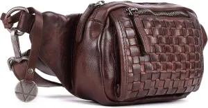 Vilenca Holland Stylish Real Leather Waist Bag Elegant Style Travel Pouch With Dust Bag, Brown, 20 x 13 x 6, Fit