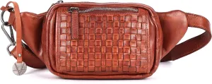 Vilenca Holland Stylish Real Leather Waist Bag Elegant Style Travel Pouch With Dust Bag, Cognac, 20 x 13 x 6, Fit