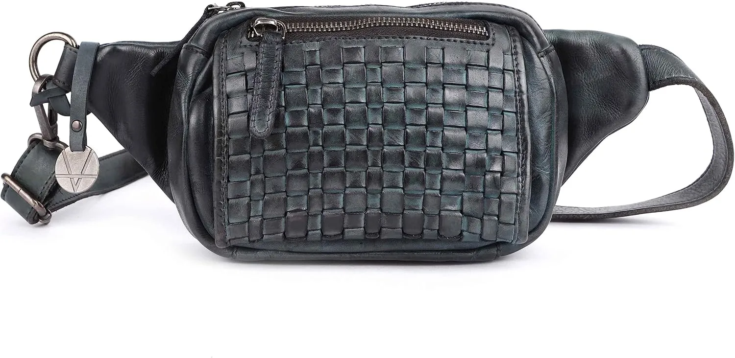 Vilenca Holland Stylish Real Leather Waist Bag Elegant Style Travel Pouch With Dust Bag, Grey, 20 x 13 x 6, Fit