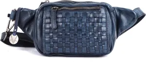 Vilenca Holland Stylish Real Leather Waist Bag Elegant Style Travel Pouch With Dust Bag, Navy, 20 x 13 x 6, Fit
