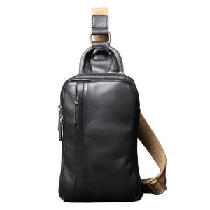 Vintage Black Large Crossbody Leather Chest Bags 9843