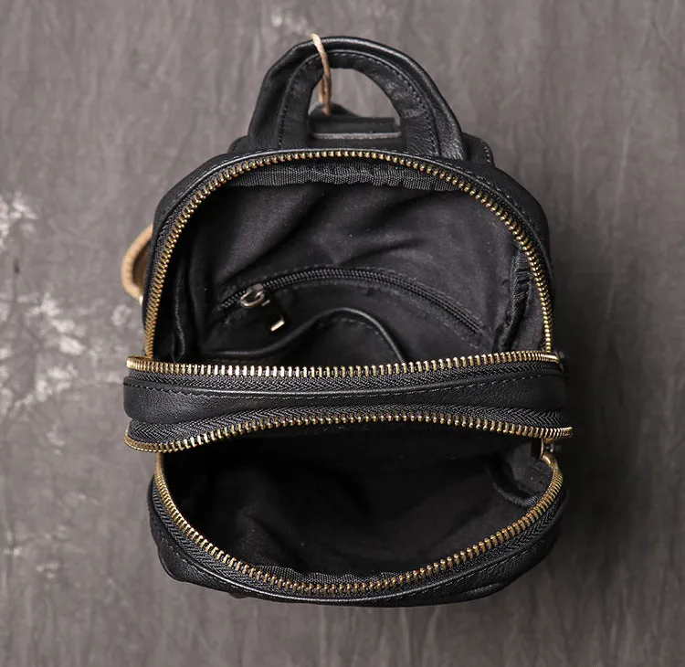 Vintage Black Large Crossbody Leather Chest Bags 9843
