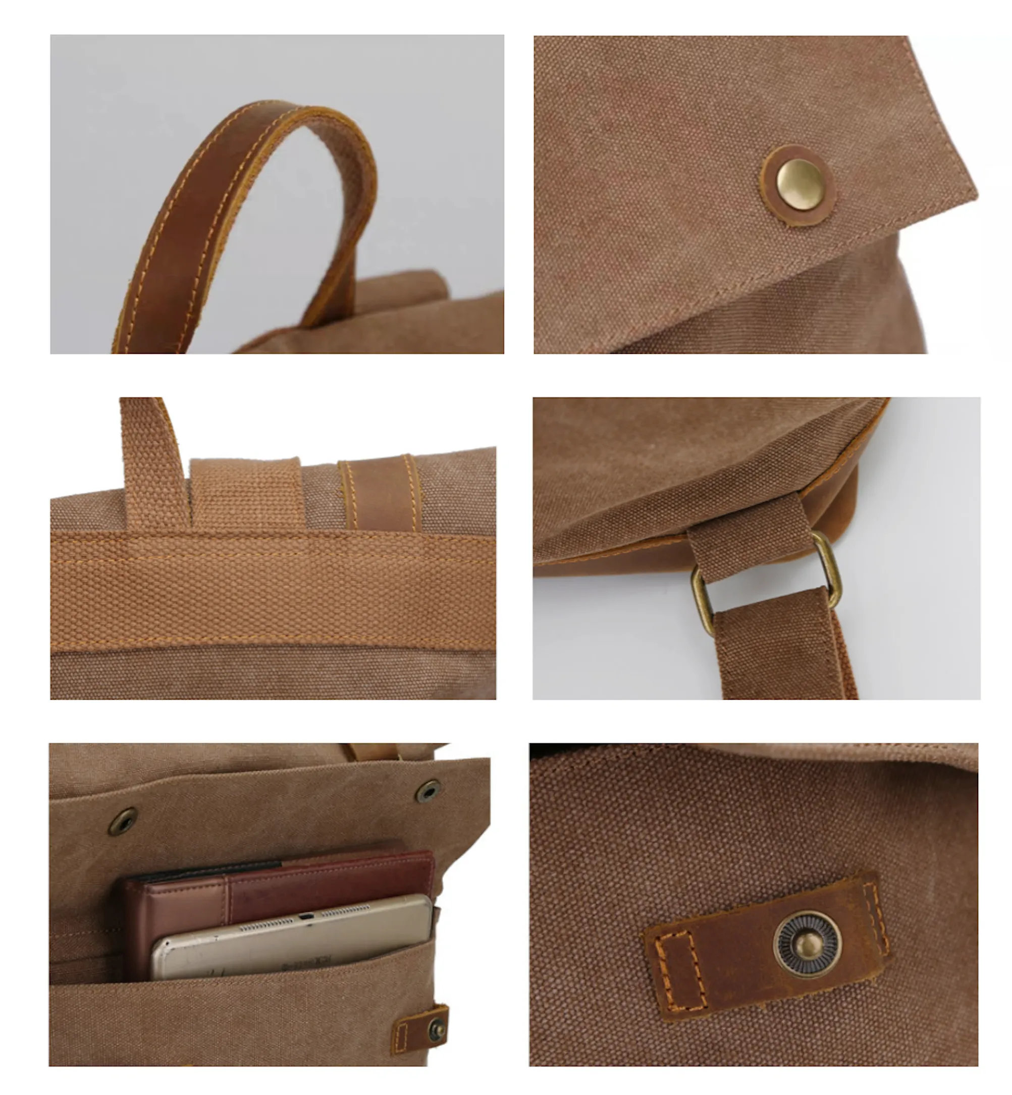 Vintage Canvas Leather Rolltop Backpack