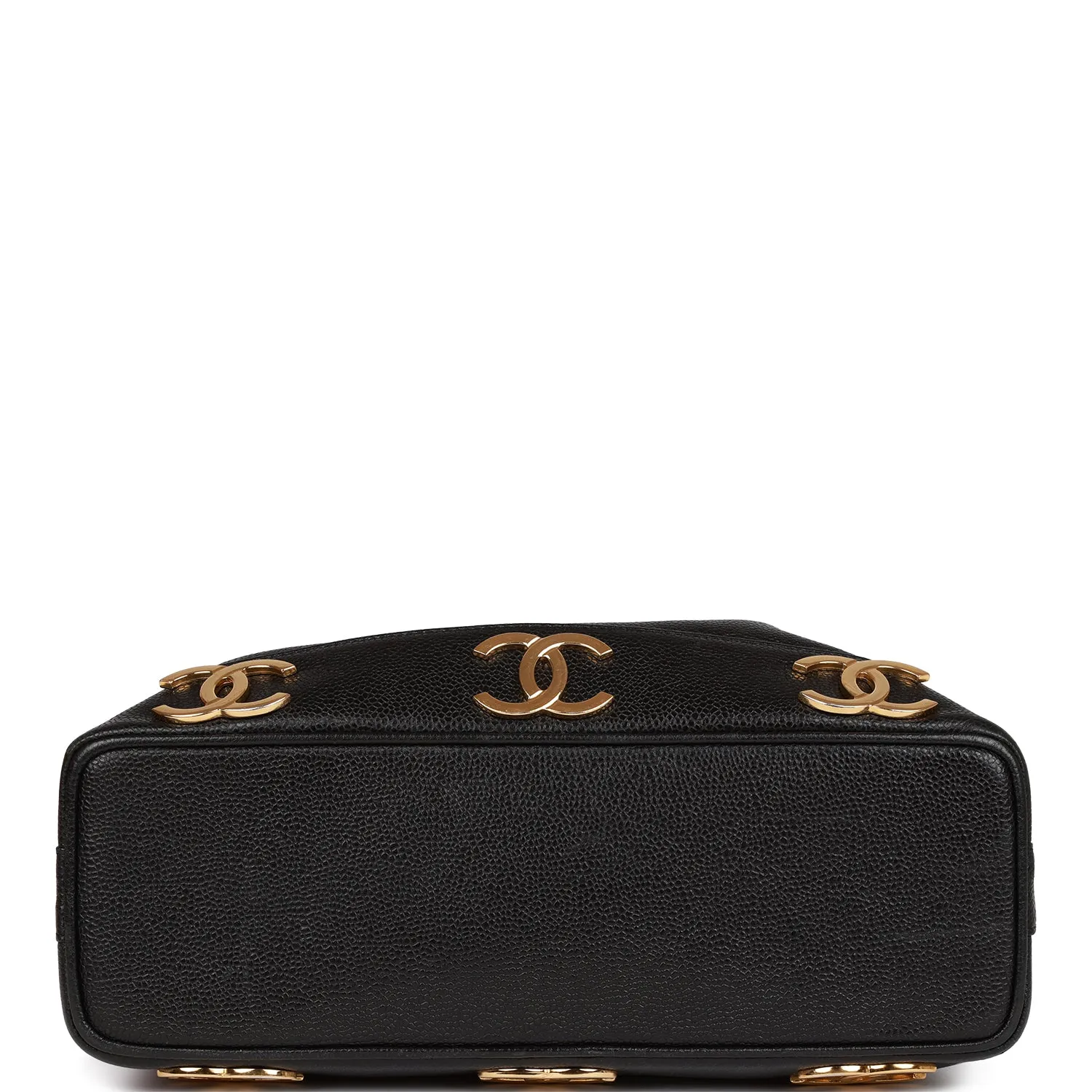 Vintage Chanel CC Bucket Bag Black Caviar Gold Hardware