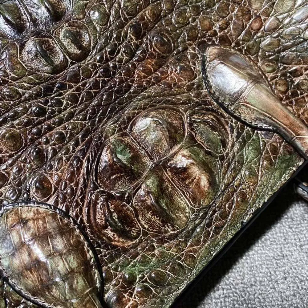 Vintage Crocodile Skin Leather Top Handle Tote Bags