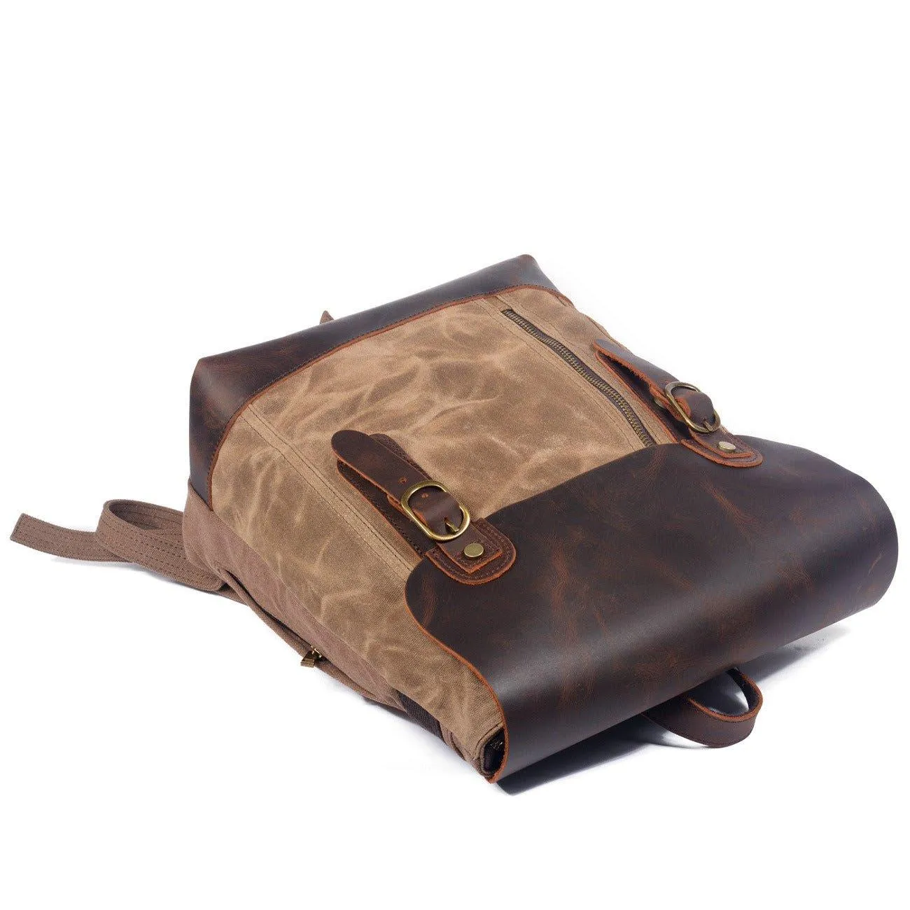 Vintage Leather and Canvas Backpack for Mens