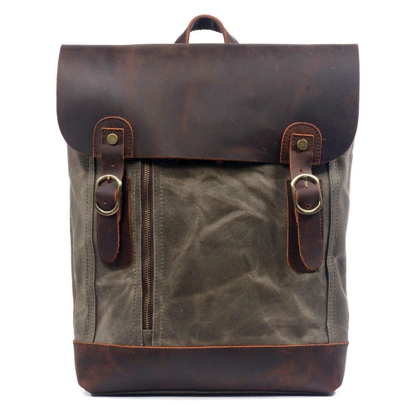 Vintage Leather and Canvas Backpack for Mens