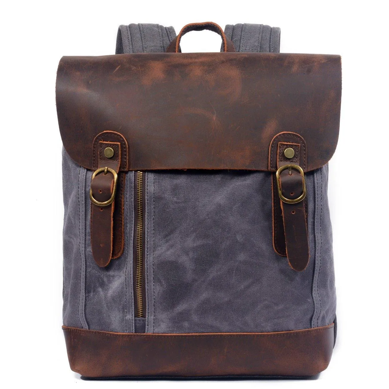 Vintage Leather and Canvas Backpack for Mens