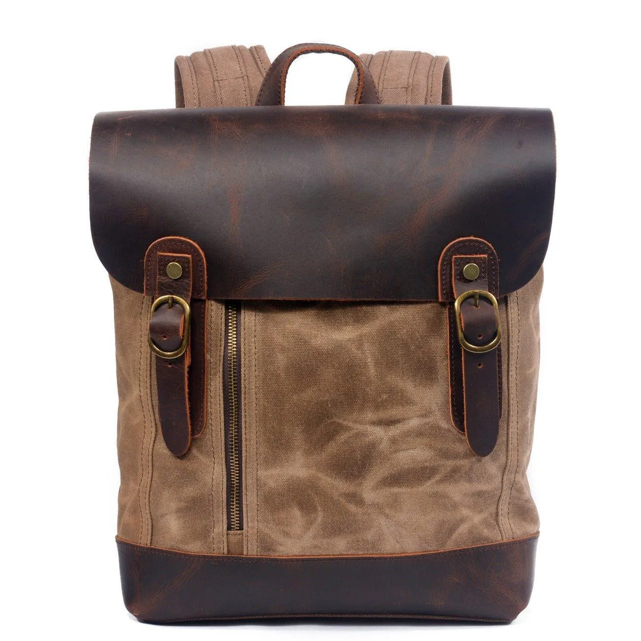 Vintage Leather and Canvas Backpack for Mens