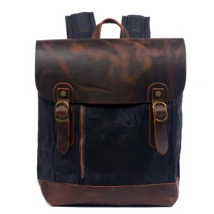 Vintage Leather and Canvas Backpack for Mens