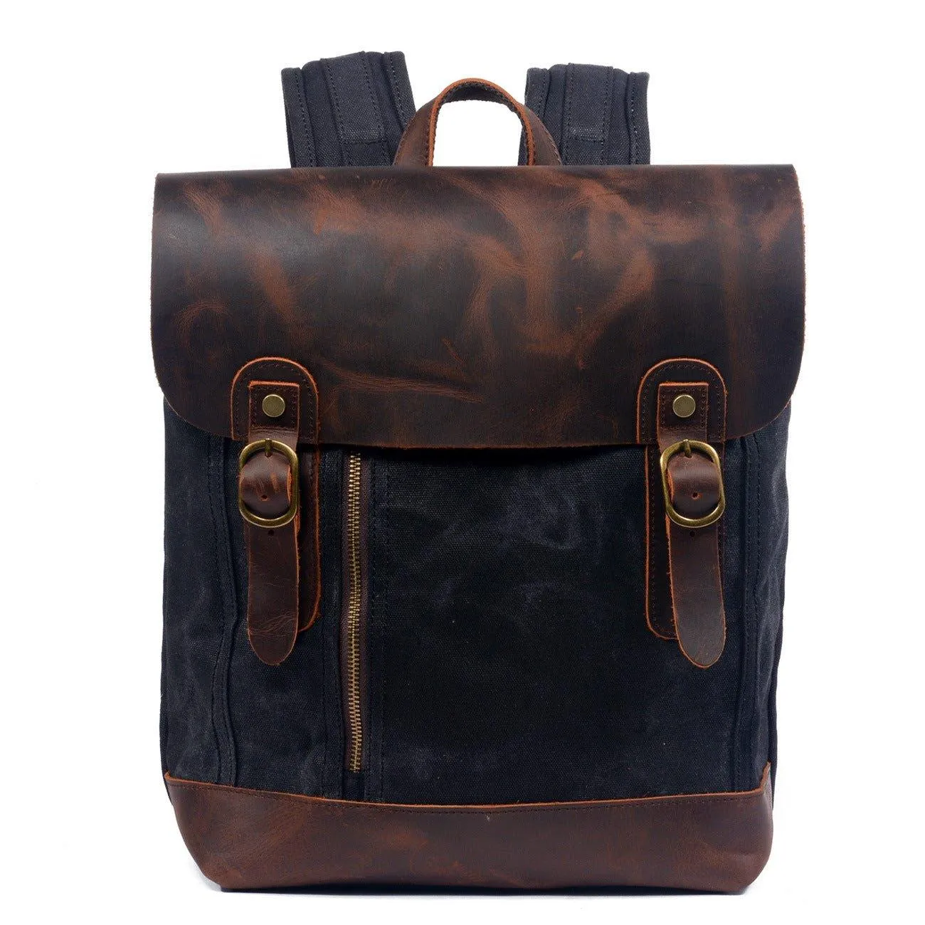 Vintage Leather and Canvas Backpack for Mens