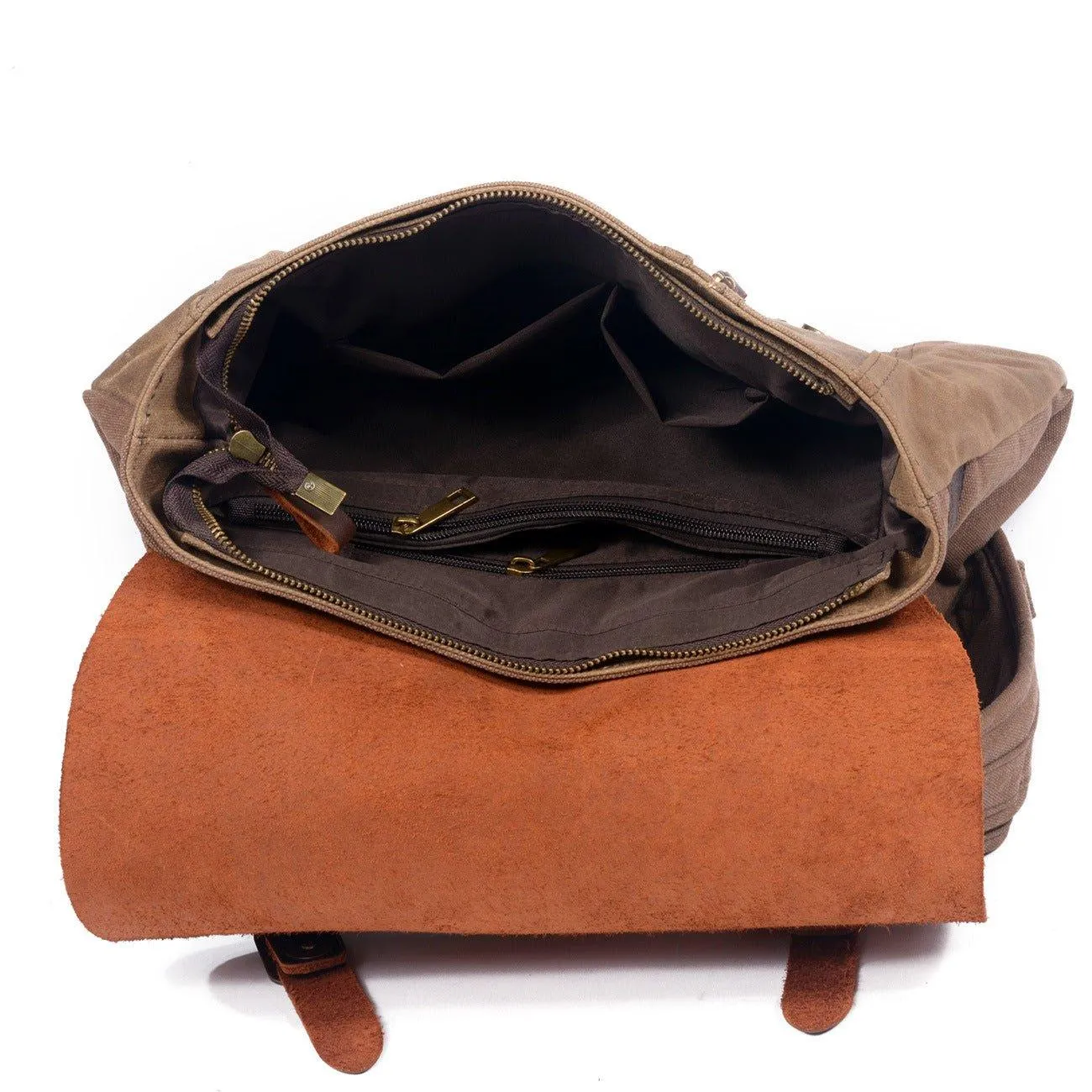 Vintage Leather and Canvas Backpack for Mens