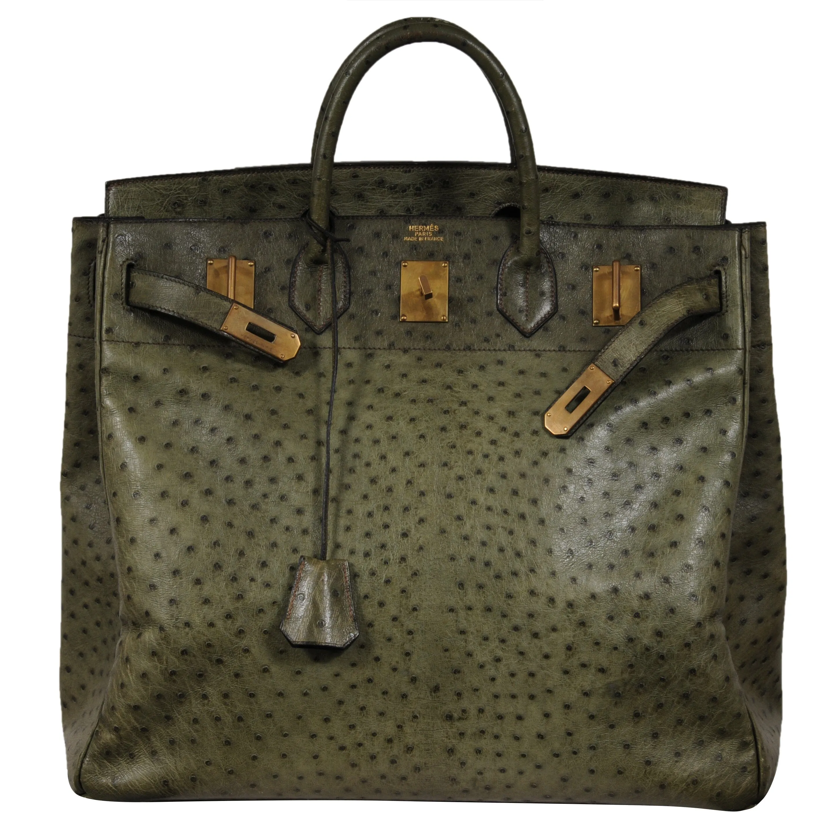 Vintage Ostritch Haut À Courroies Hac Birkin 40 Travel Duffle Bag