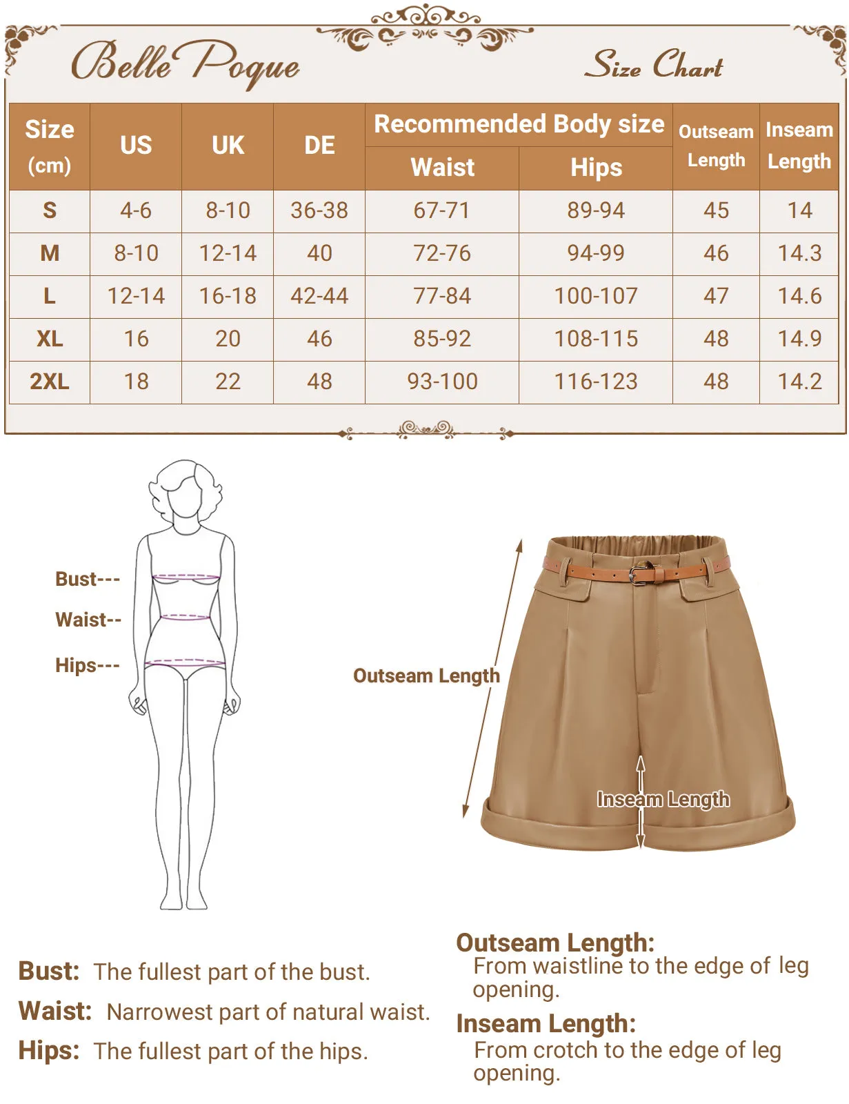 Vintage Polyurethane Leather Shorts with Belt Elastic Waist Shorts