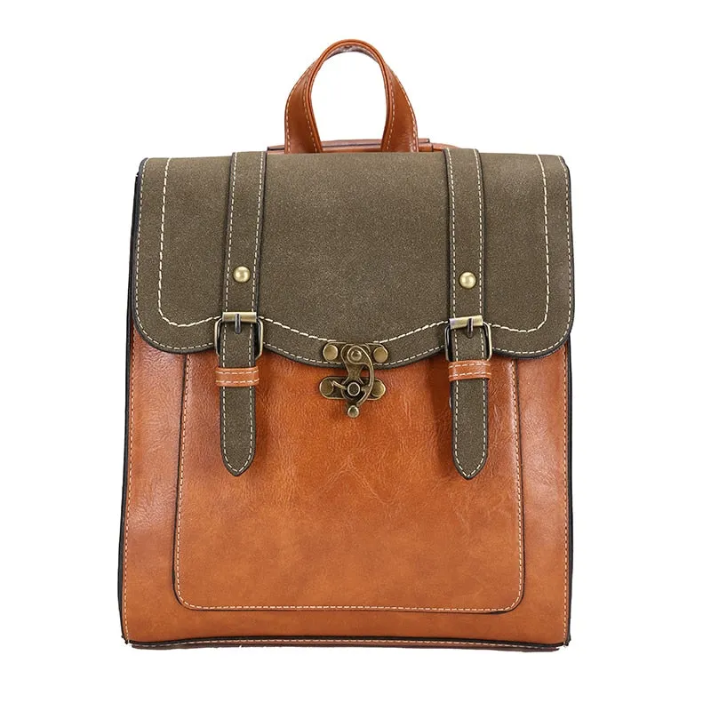 Vintage Pu Leather Women Backpack High Quality Backpacks Fashion School Bag College Girl Backpack Shoulder Bags Mochila Feminina