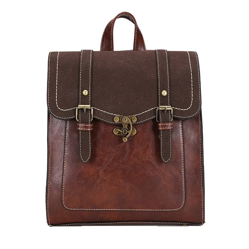 Vintage Pu Leather Women Backpack High Quality Backpacks Fashion School Bag College Girl Backpack Shoulder Bags Mochila Feminina