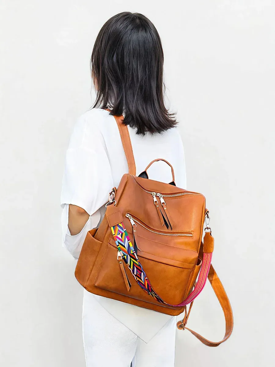 Vintage PU women's backpack