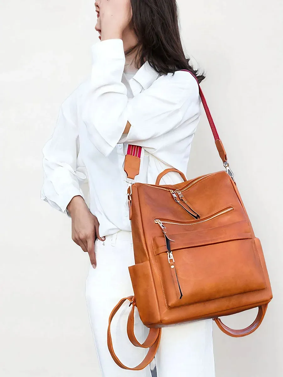 Vintage PU women's backpack