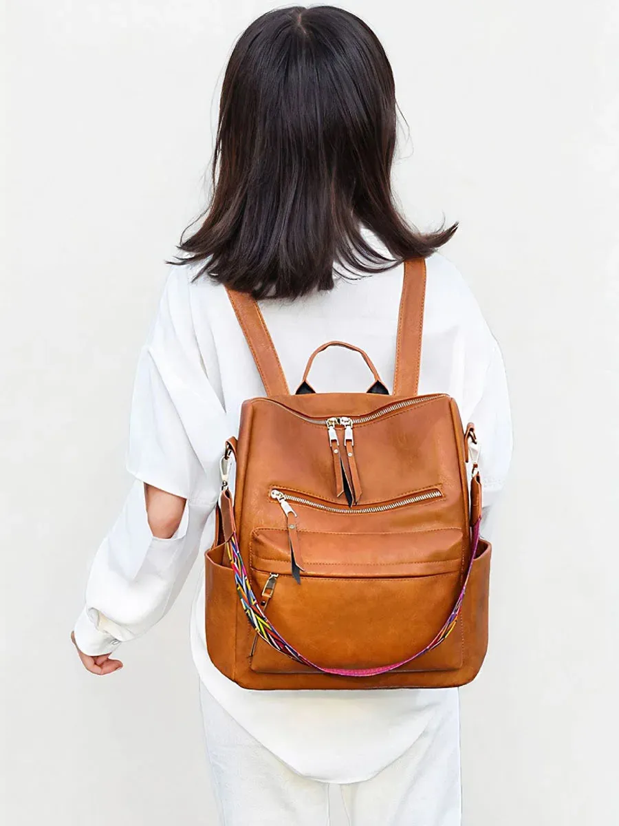Vintage PU women's backpack
