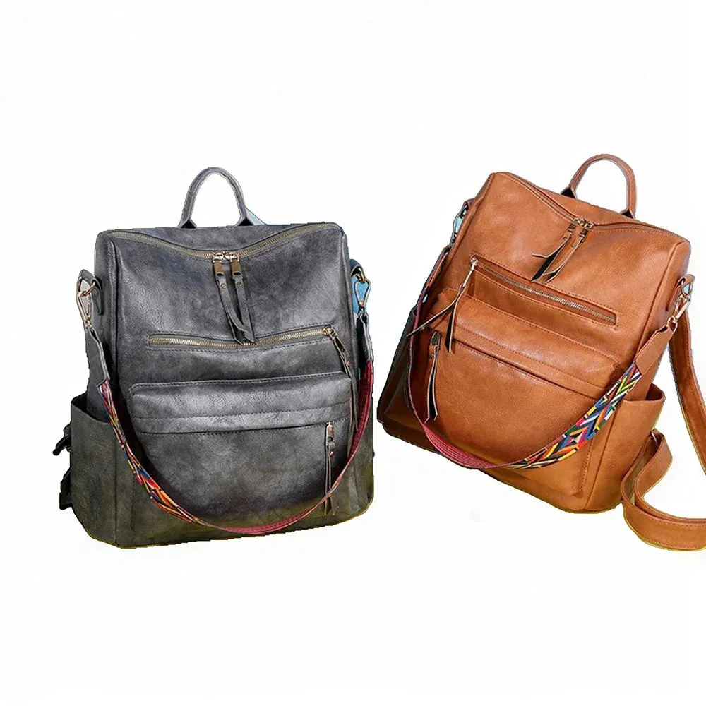 Vintage PU women's backpack