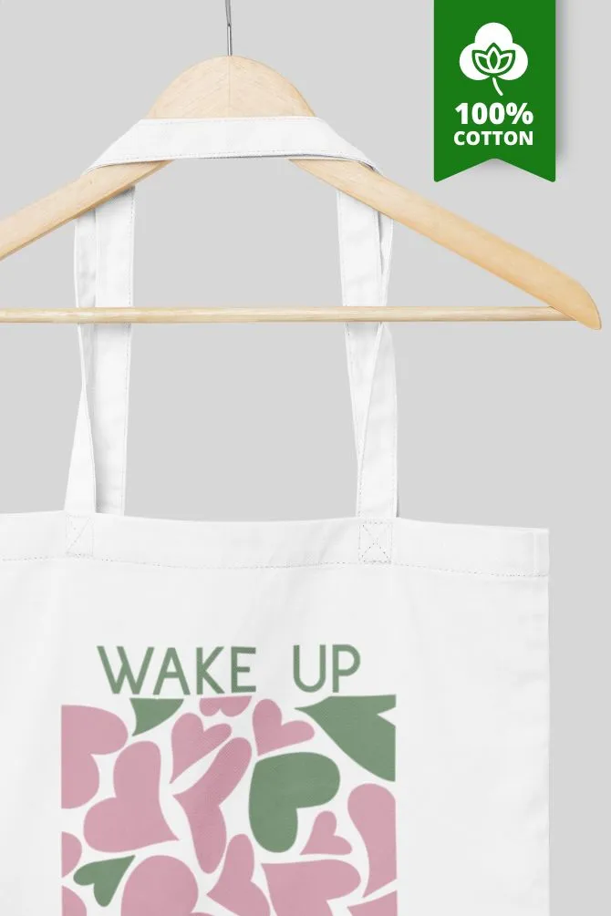 Wake Up with Positivity Quote Zipper Tote Bag