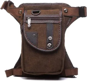 Waterproof Oxford Hiking Waist Pack Motorcycle Drop Leg Bag for Men Women Bike Riding Cycling Tactical Thigh Fanny Pouch Outdoor Travel Fishing Camping Casual Daypack, Coffee,