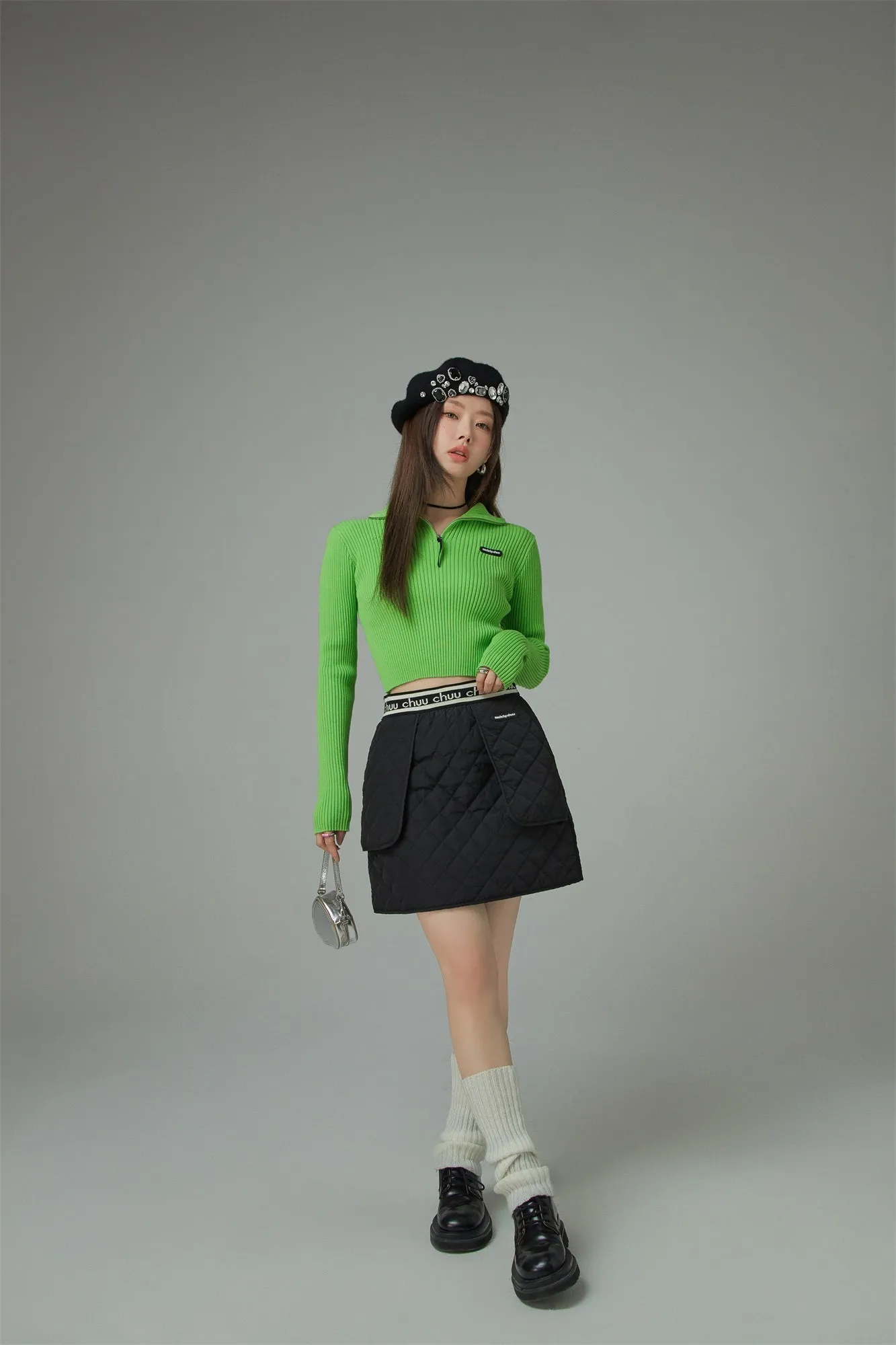 Way Too Good Quilted Mini Skirt