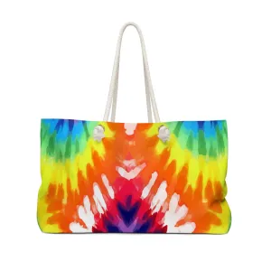 Weekender Tote Bag For Work/school/travel, Psychedelic Rainbow Tie Dye