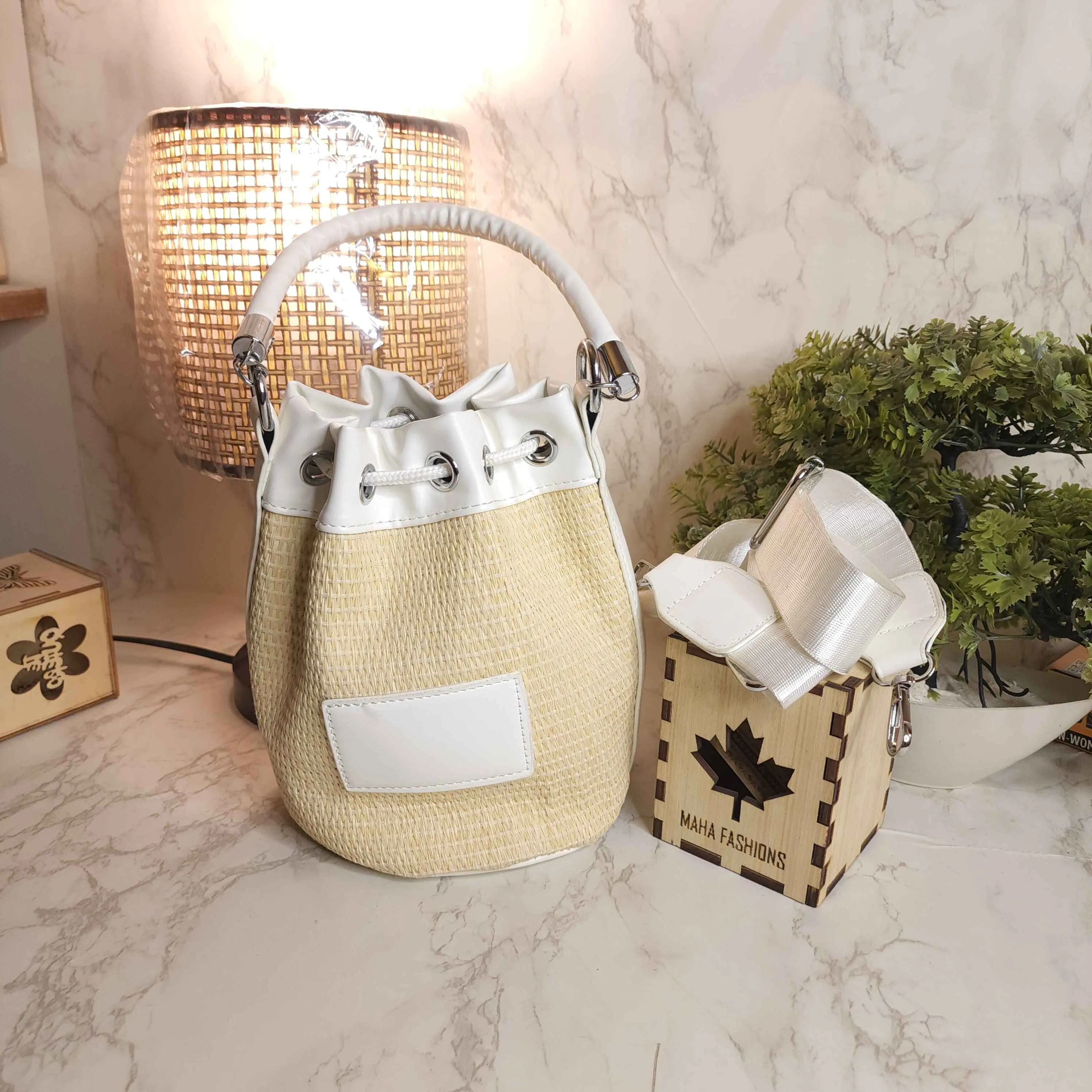 White Bucket Bag