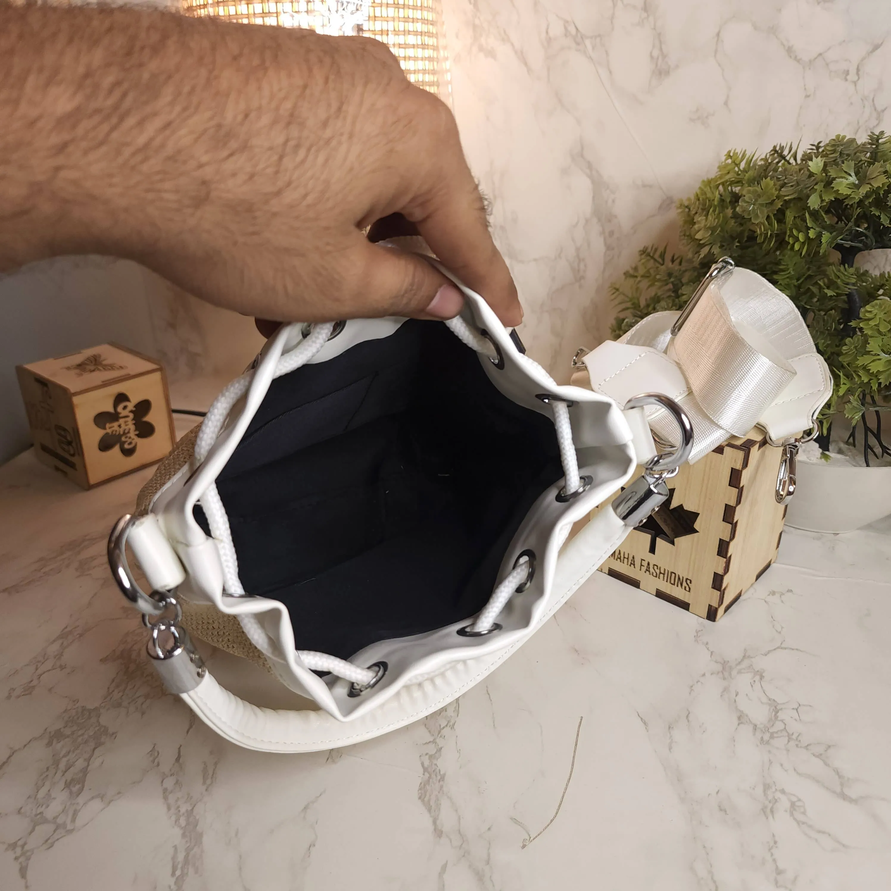 White Bucket Bag