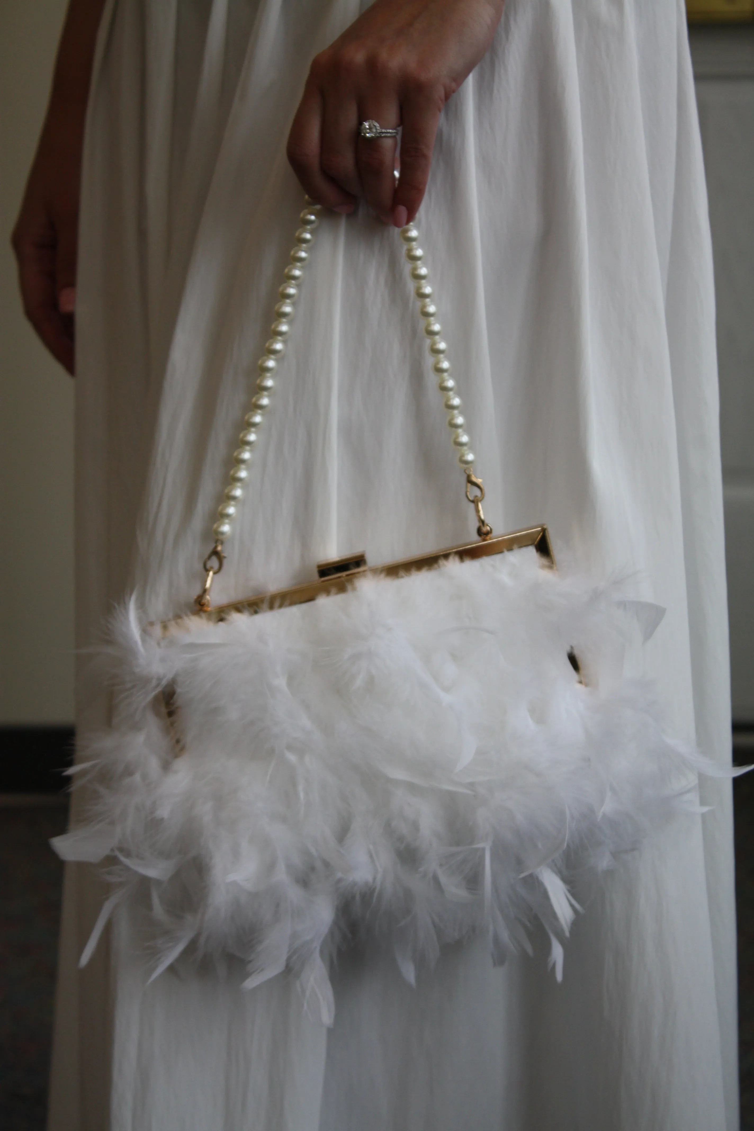 White Feather Purse