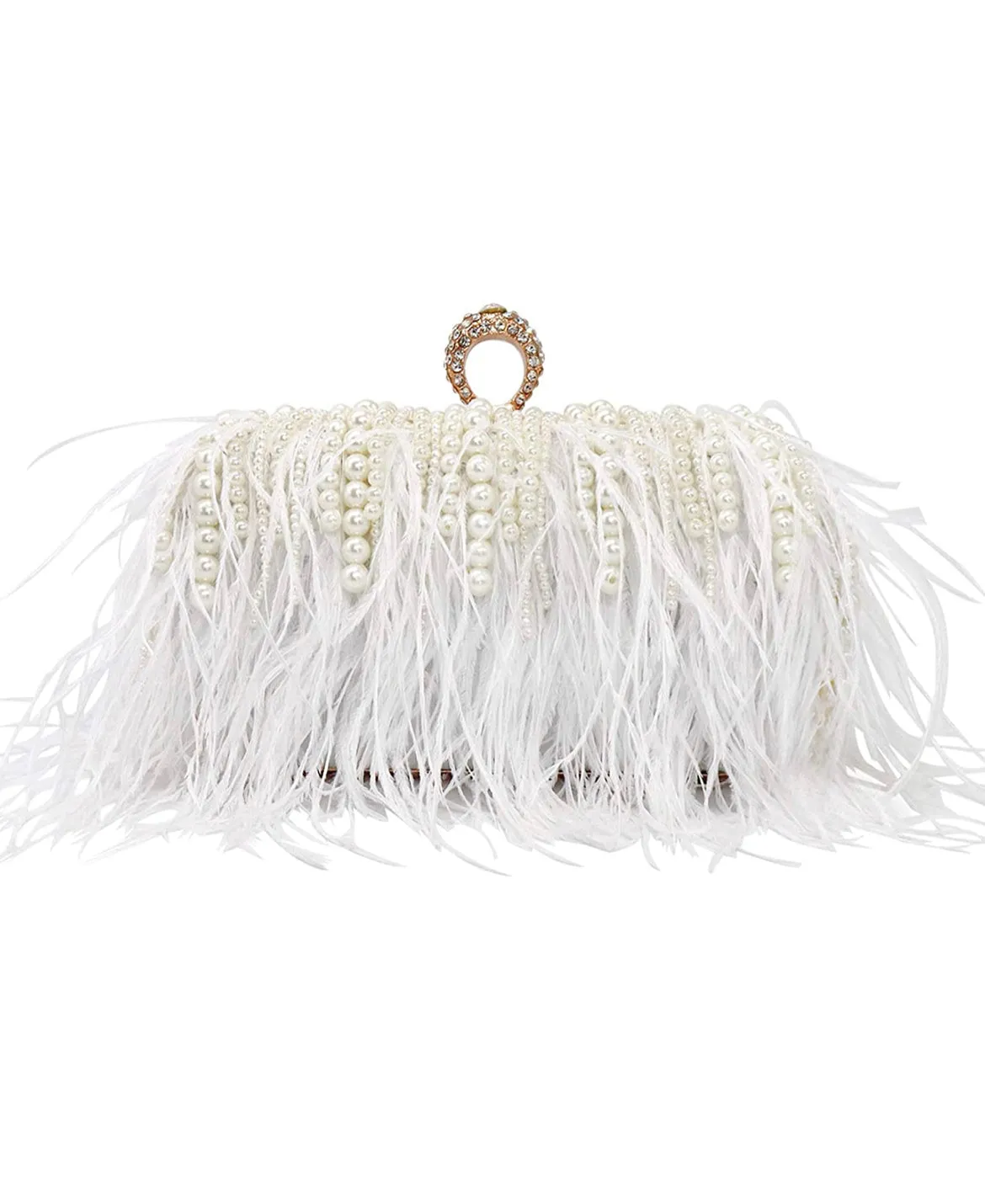 White Feathers Wedding Clutch