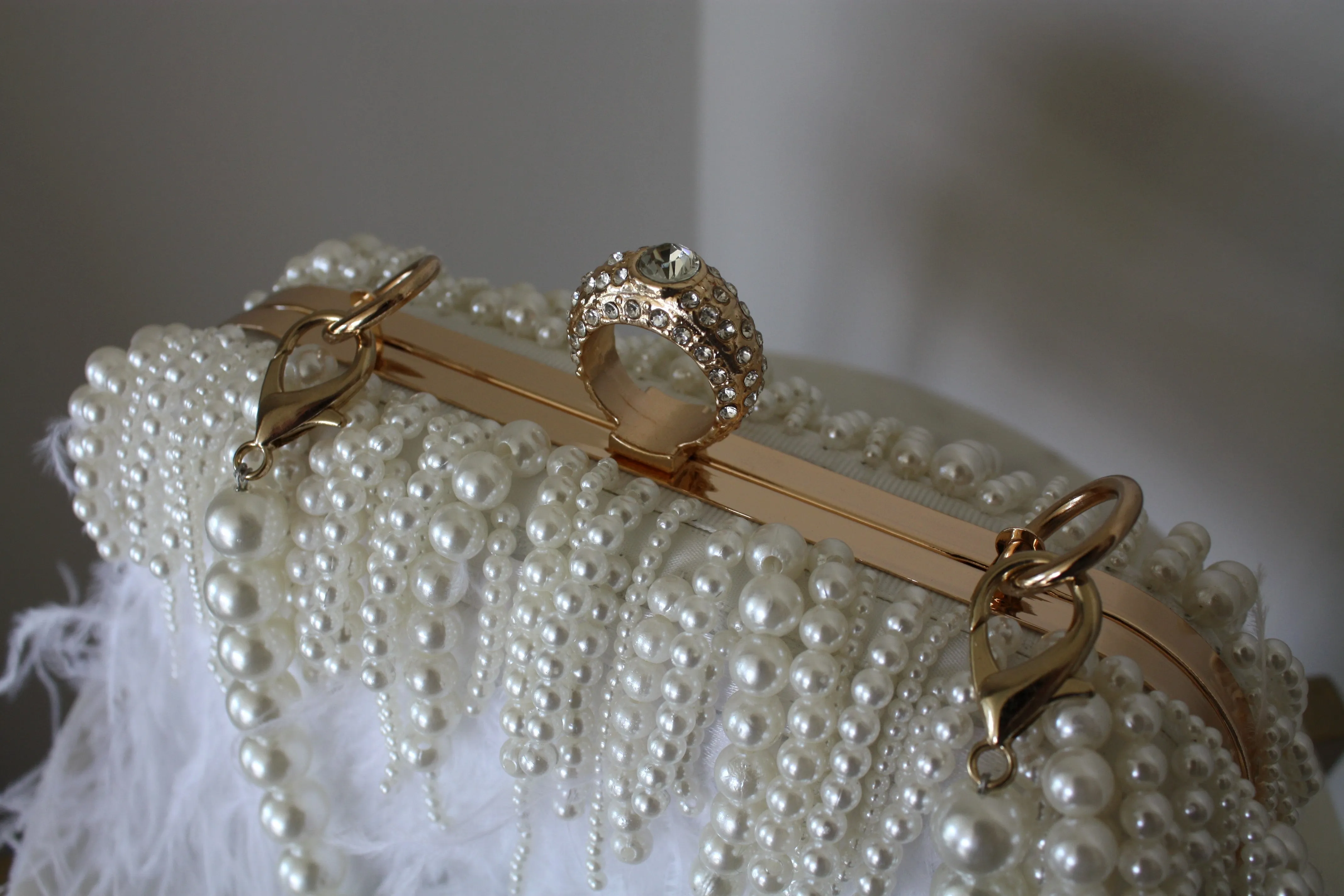 White Feathers Wedding Clutch