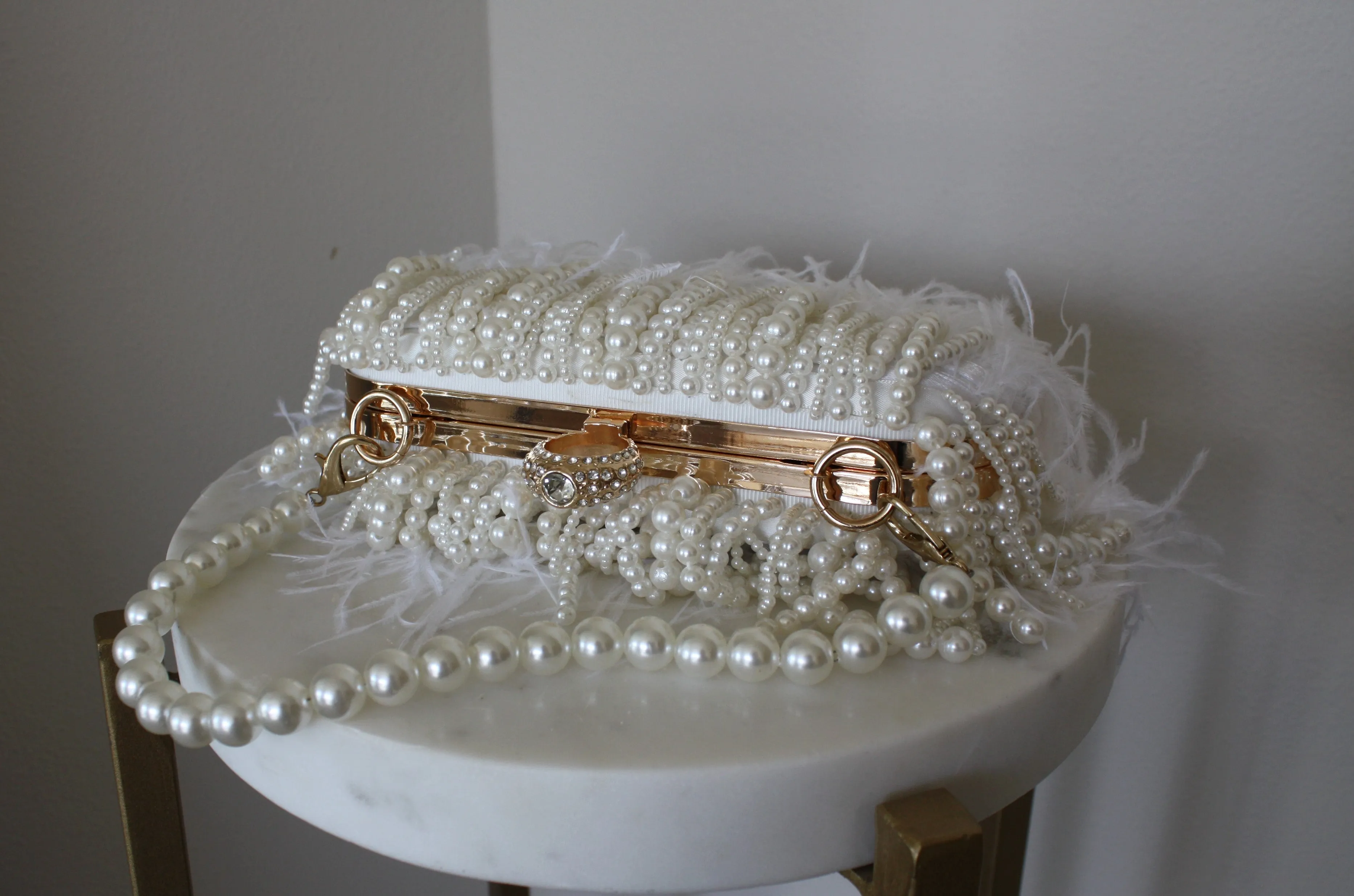White Feathers Wedding Clutch