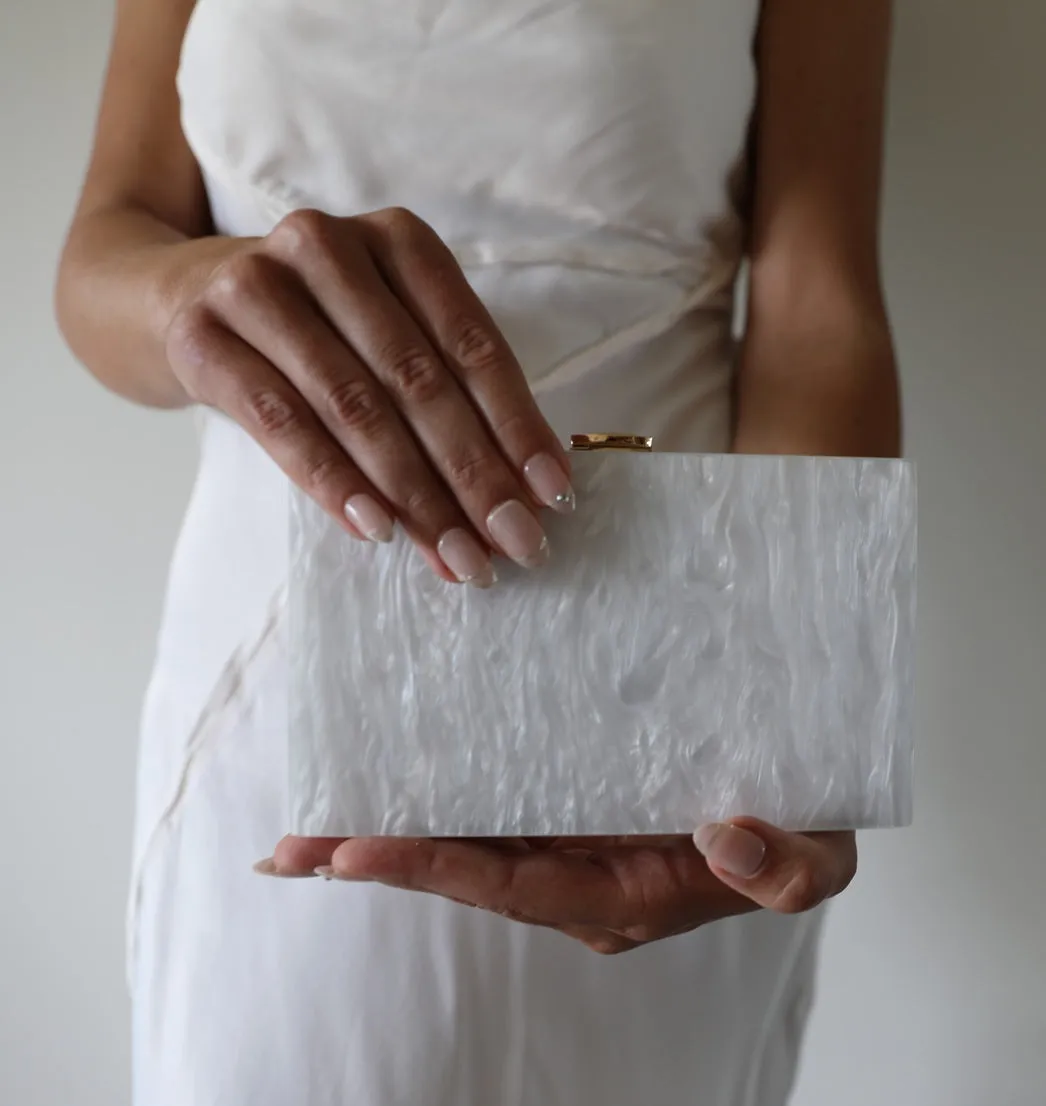 White Marble Clutch