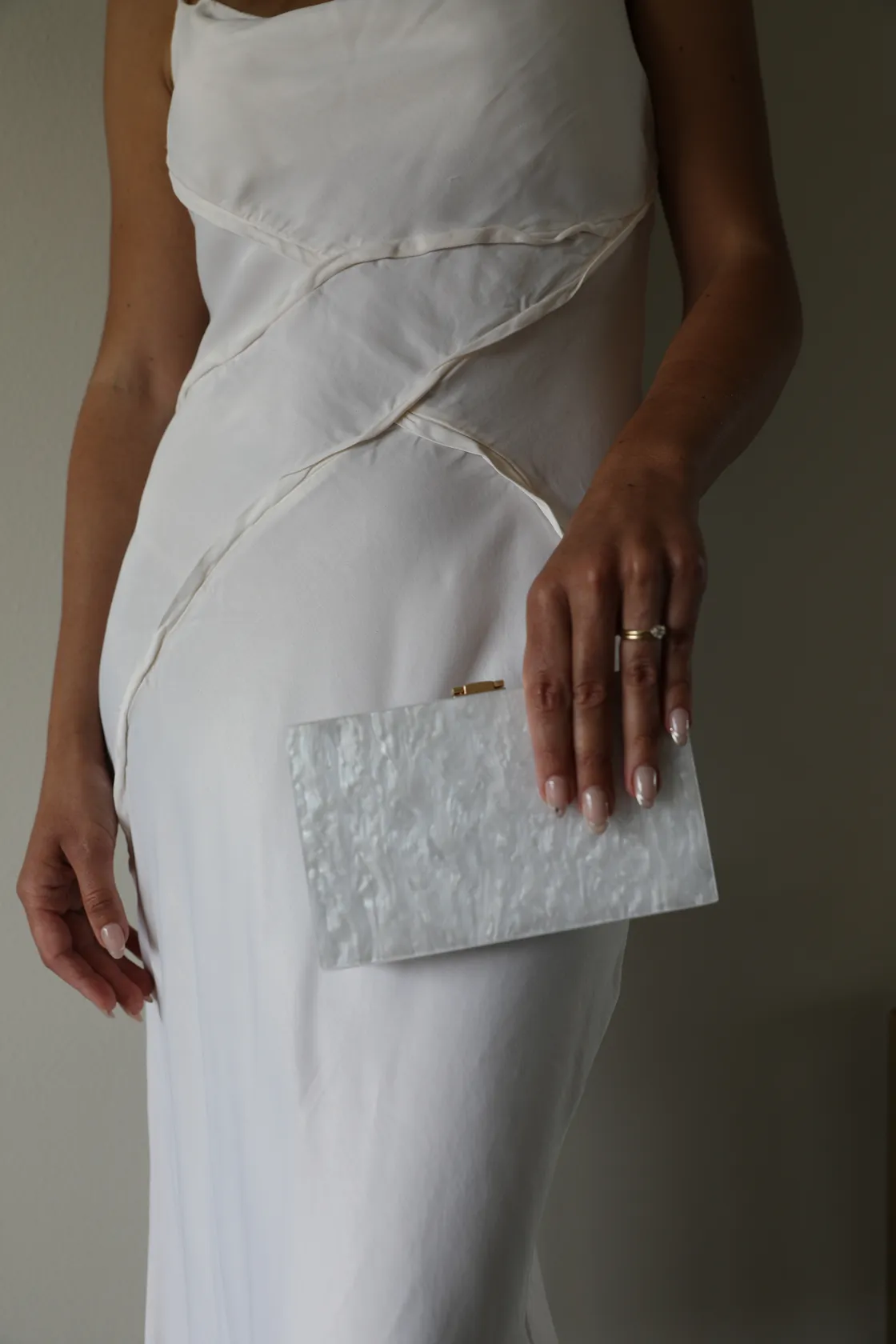 White Marble Clutch