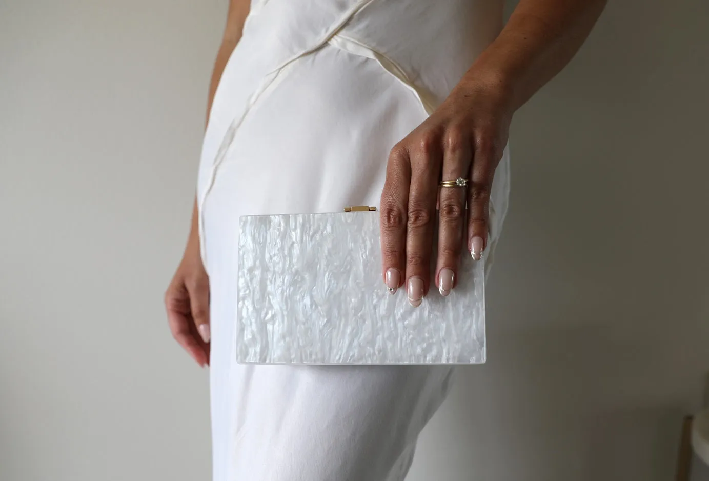 White Marble Clutch