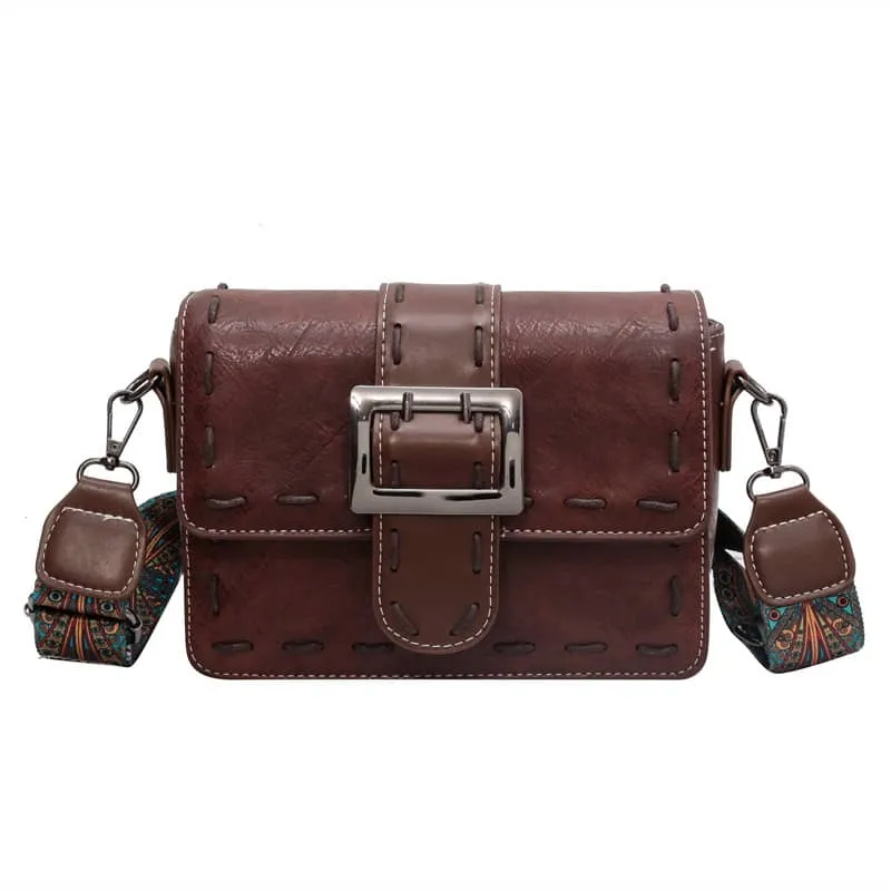 Wide strap shoulder bag retro PU small bag