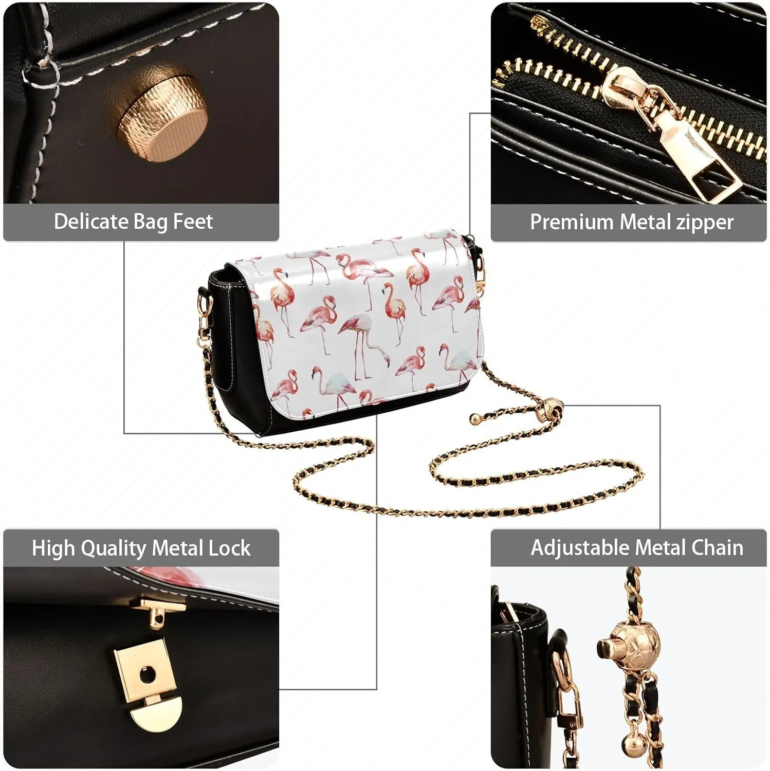 WIHVE Women's Crossbody Handbag Leather Shoulder Bag with Chain Strap