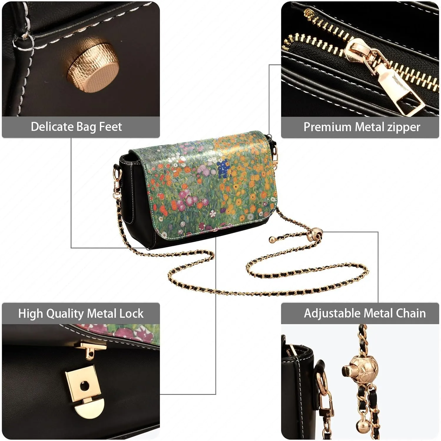 WIHVE Women's Crossbody Handbag Leather Shoulder Bag with Chain Strap