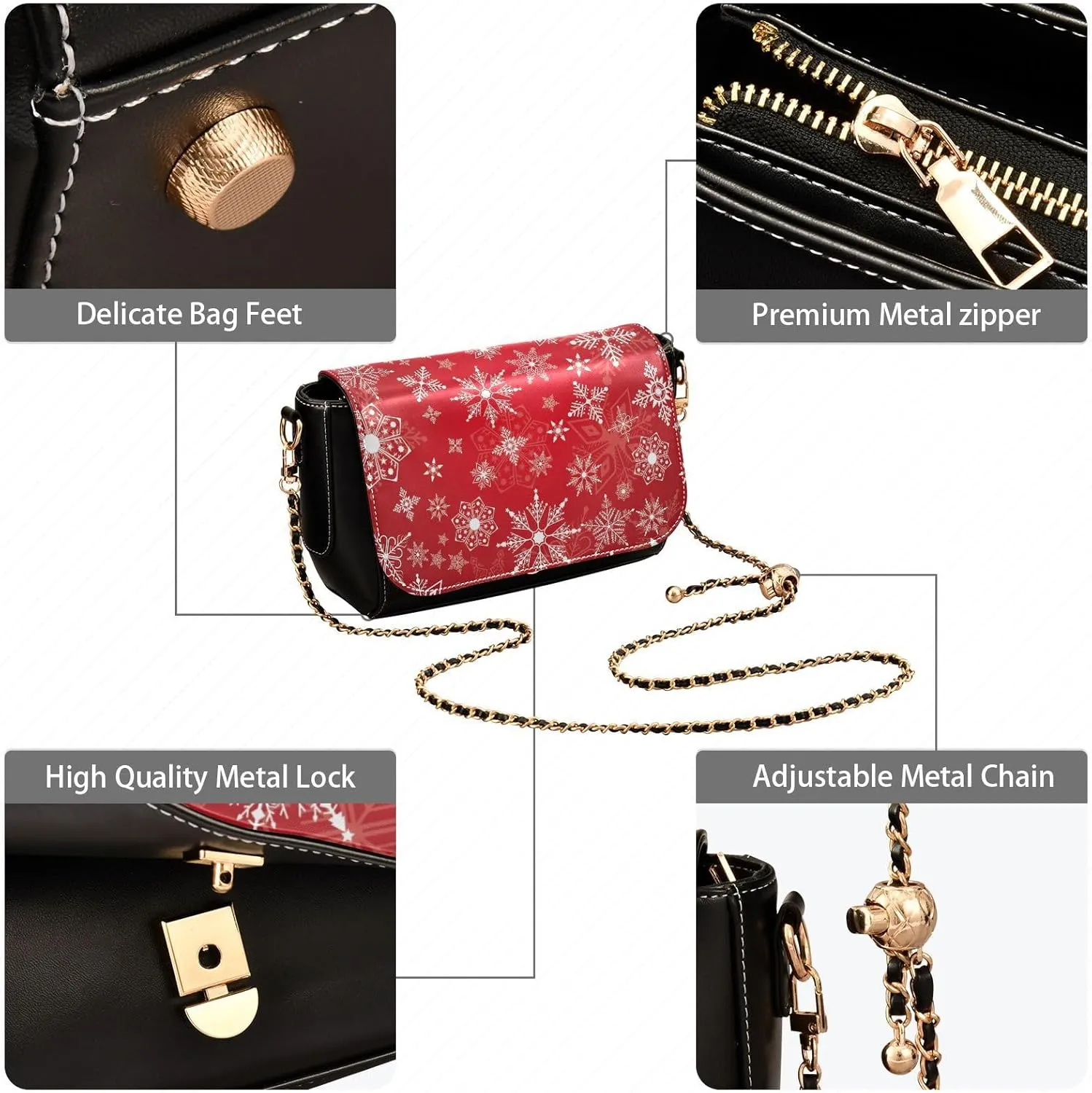 WIHVE Women's Crossbody Handbag Leather Shoulder Bag with Chain Strap