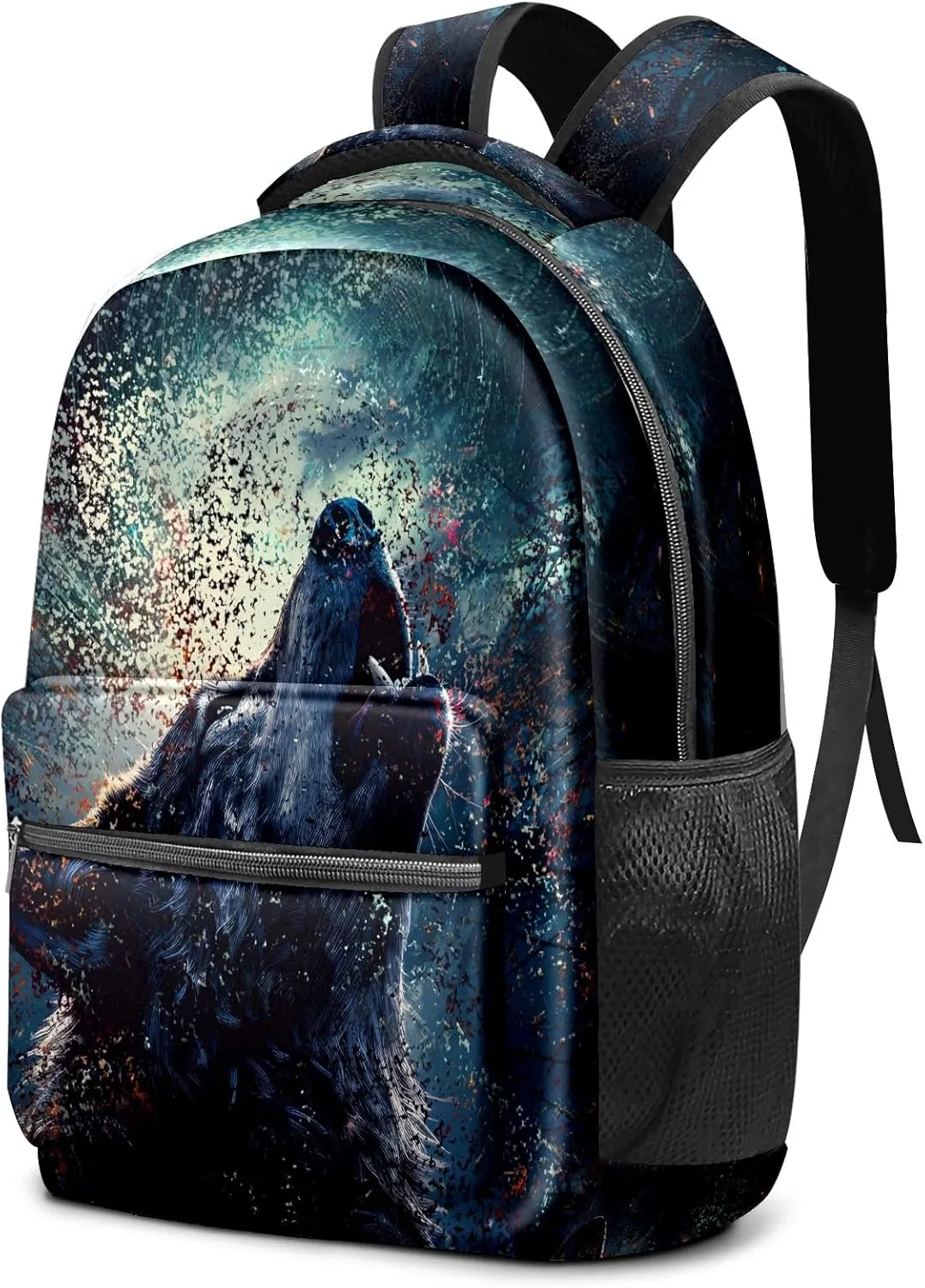 Wolf Backpack Casual Daypack Backpacks Travel Hiking Camping Day Pack For Women Men