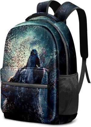 Wolf Backpack Casual Daypack Backpacks Travel Hiking Camping Day Pack For Women Men