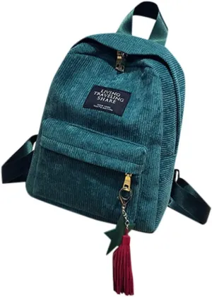 Woman Mini Simple Corduroy Backpacks Color Leisure Backpacks College for Teen s Bags (Green, One Size)
